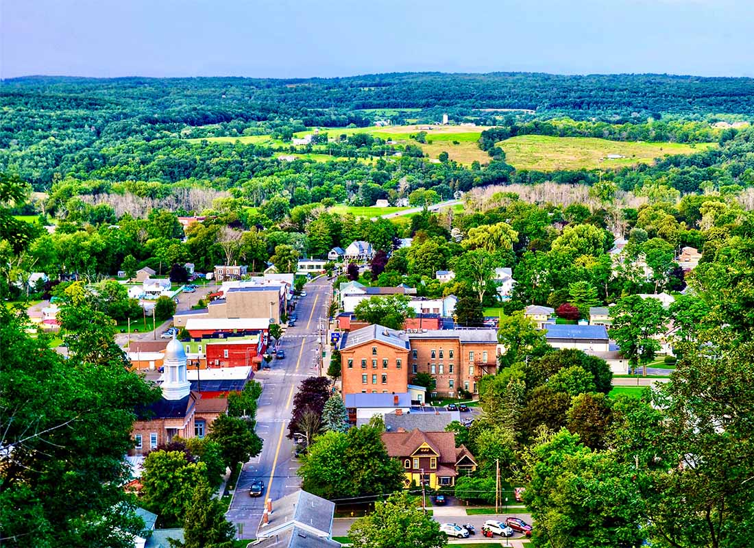 Massena, NY - Aerial View of Montour Falls, a Small Historic Village